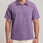 KZZ Men's Loose-Fit Pure Half-Zip Polo Shirt