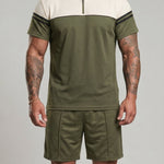 KZZ Short-sleeve half-zip T-shirt and drawstring shorts