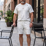 KZZ Acid-wash vintage T-shirt and shorts set