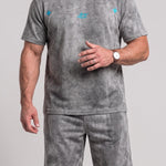 KZZ Acid-wash vintage T-shirt and shorts set