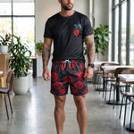 KZZ Short-sleeved T-shirt and casual all-over print athletic shorts