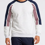 KZZ Men's Long Color Block Crew Neck College Style Thick Sweatshirt