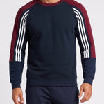 KZZ Men's Long Color Block Crew Neck College Style Thick Sweatshirt