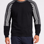 KZZ Men's Long Color Block Crew Neck College Style Thick Sweatshirt