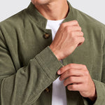 KZZ Men's solid color stand-up collar button pocket cardigan