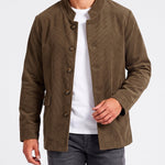 KZZ Men's solid color stand-up collar button pocket cardigan