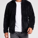 KZZ  Men's fleece stand-up collar full zip-up long-sleeved jacket