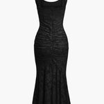 Black bell floral maxi dress