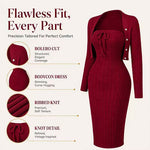 Women's Ribbed Midi Dress & Cropped Cardigan Set