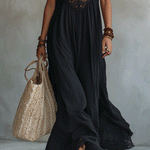 Elegant Bohemian Sleeveless Soft Drape Statement Evening Maxi Dress