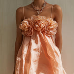Blush Pink 3D Floral Cotton Mini Dress