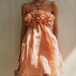 Blush Pink 3D Floral Cotton Mini Dress