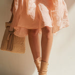 Blush Pink 3D Floral Cotton Mini Dress