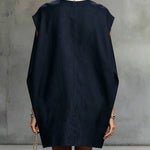 Navy Sleeveless Mini Dress With Contrast Patch Pockets