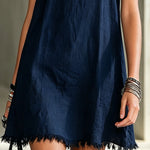 Black V-Neck Mini Dress With Floral Shoulder Straps