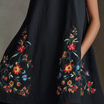 Black Embroidered Halter A-Line Mini Dress