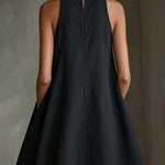 Black Embroidered Halter A-Line Mini Dress