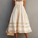 Cream Midi Dress With Crochet Strap