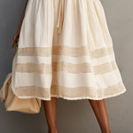 Cream Midi Dress With Crochet Strap