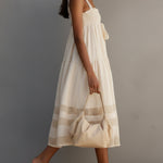 Cream Midi Dress With Crochet Strap