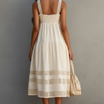 Cream Midi Dress With Crochet Strap