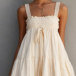 Cream Midi Dress With Crochet Strap