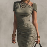 Green Lace Paneled Bodycon  Dress