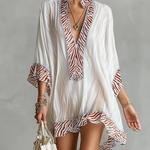 White Zebra Print Patchwork Chiffon Mini Dress