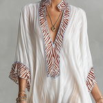 White Zebra Print Patchwork Chiffon Mini Dress