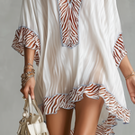 White Zebra Print Patchwork Chiffon Mini Dress