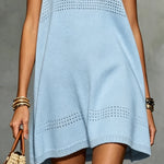 Sky Blue Sleeveless Knit Mini Dress