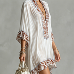 White Zebra Print Patchwork Chiffon Mini Dress