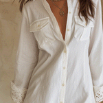 Bohemian Eyelet Hem Resort White Shirt Mini Dress