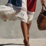Multicolor Color Block Linen Midi Dress