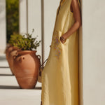 Sunshine Linen Blend Embroidered Maxi Dress