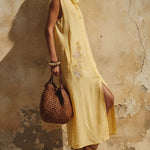 Sunshine Linen Blend Embroidered Maxi Dress