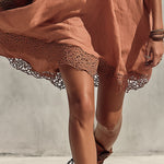 Pink Off Shoulder Linen Blend Mini Dress