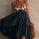 Navy Polka Dot Adjustable Strap Mini Dress