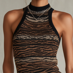 Zebra Print Multicolor Knit Sleeveless Halter Top