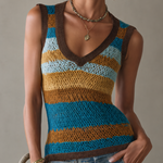Striped Knit Color Block Sleeveless Top