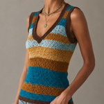 Striped Knit Color Block Sleeveless Top