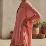 Pink Chiffon Ruffled Zip Mini Dress