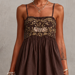 Pink Vintage Embroidered Linen Cotton Mini Cami Dress