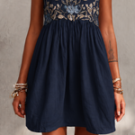 Pink Vintage Embroidered Linen Cotton Mini Cami Dress