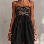 Pink Vintage Embroidered Linen Cotton Mini Cami Dress