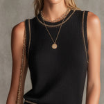 Black Ribbed Knit Sleeveless Top & Drawstring Shorts Set