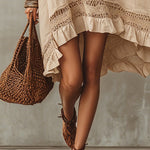 Beige Tie Strap Linen Mini Dress
