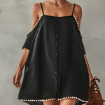 Black Off Shoulder Lace Mini Dress