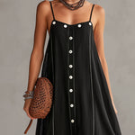 Black Sleeveless Embroidered Linen Maxi Dress