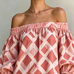 Pink Off-Shoulder Mini Dress With Balloon Sleeves
